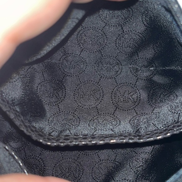 Michael Kors Black Textured Faux Snakeskin Clutch with Tassel & Charm - Picture 9 of 11